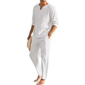 Men s  Long Sleeve Shirt, Elastic Waist Drawstring Pants